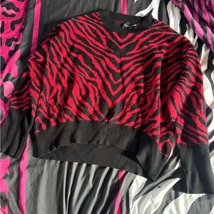 Red and Black Zebra Print Sweater